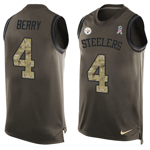 Men's Limited Jordan Berry Nike Jersey Green - #4 Salute to Service Tank Top NFL Pittsburgh Steelers